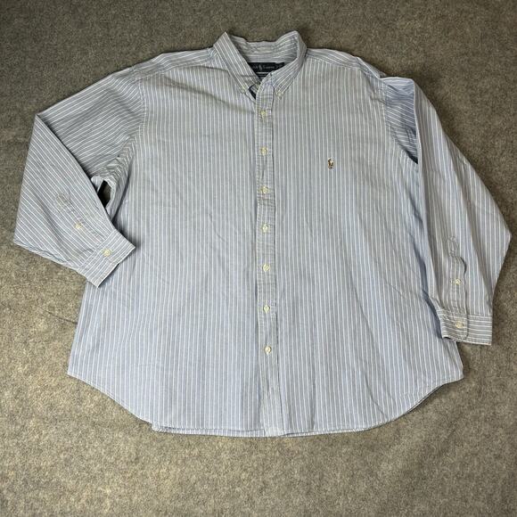 Ralph Lauren Shirt Men's 3XB Classic Fit Button Down Blue Striped Preppy - Picture 1 of 8